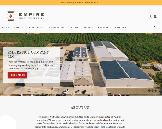 Empire Nut's website, designed and developed by DK Web Design