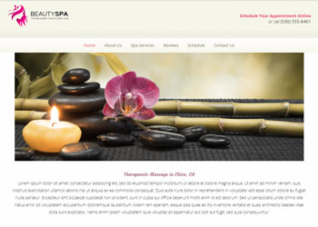 A screenshot template website created by DK Web Design is shown